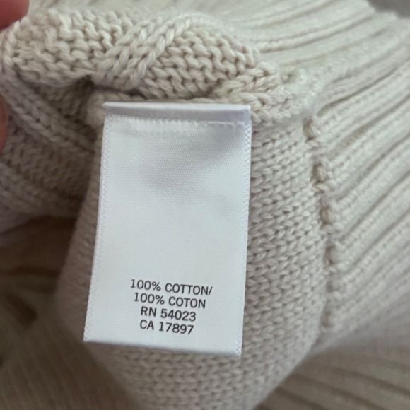 Banana Republic Men XL Cable Knit Cotton Cardigan Oatmeal Button Front Sweater - Picture 5 of 6